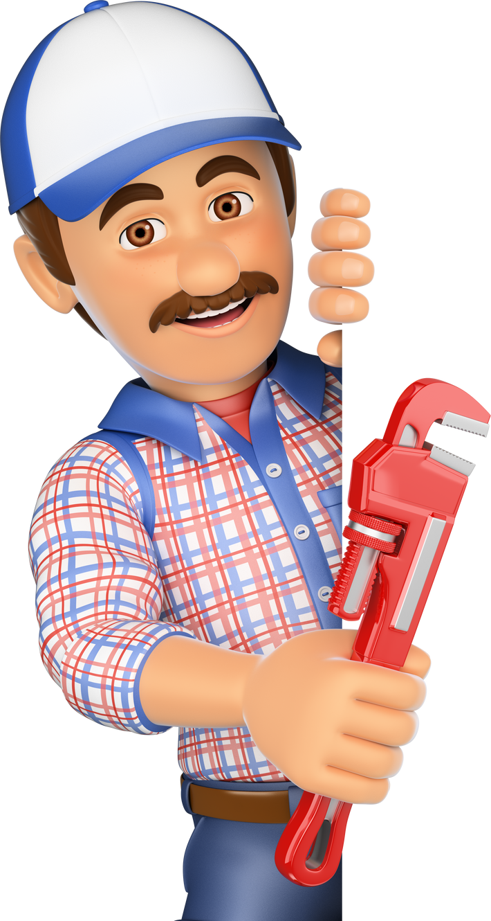 3D Plumber with a Pipe Wrench 